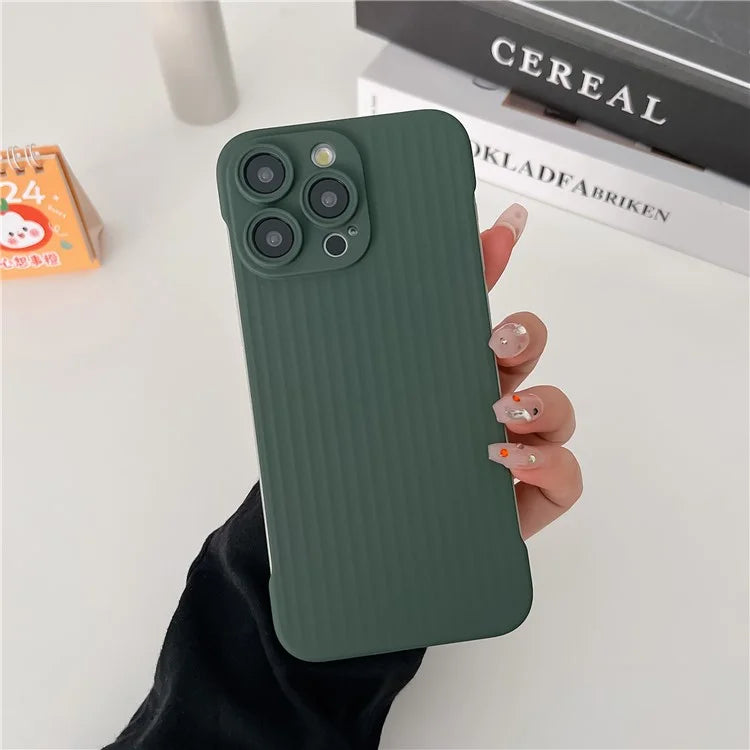 For iPhone 14 Pro Max Case Corrugated Texture Frameless Hard PC Phone Cover