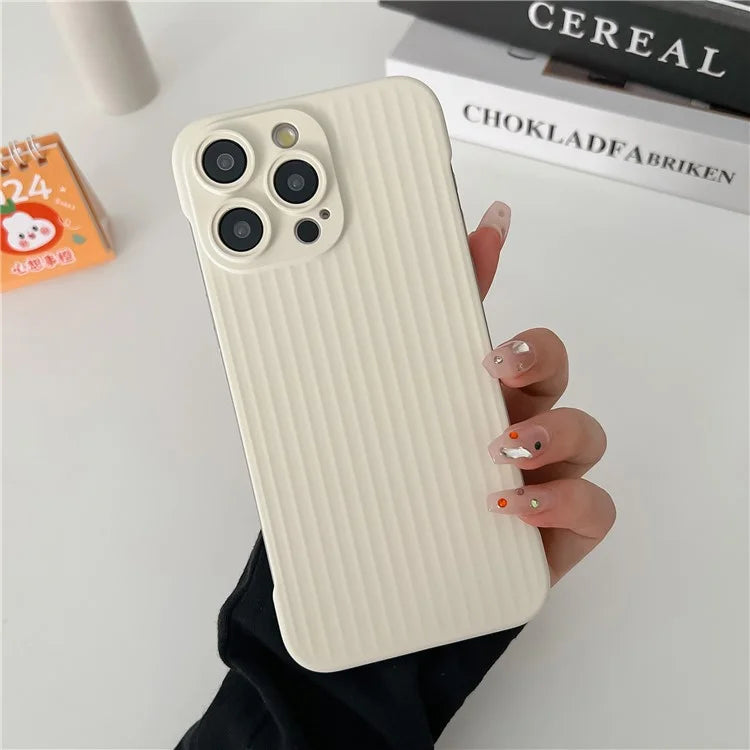 For iPhone 15 Pro Max Case Corrugated Texture Hard PC Frameless Rubberized Phone Cover