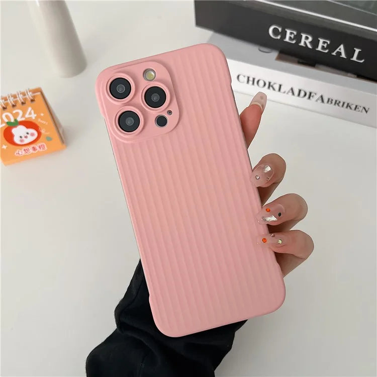 For iPhone 15 Pro Max Case Corrugated Texture Hard PC Frameless Rubberized Phone Cover