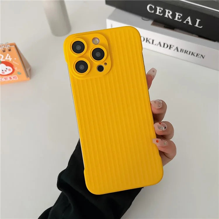 For iPhone 15 Pro Max Case Corrugated Texture Hard PC Frameless Rubberized Phone Cover