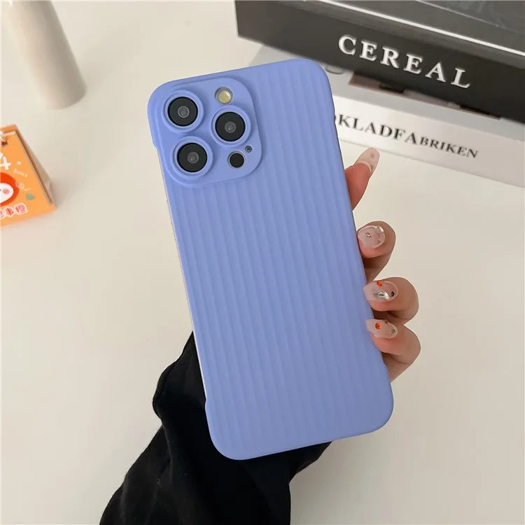 For iPhone 15 Pro Max Case Corrugated Texture Hard PC Frameless Rubberized Phone Cover