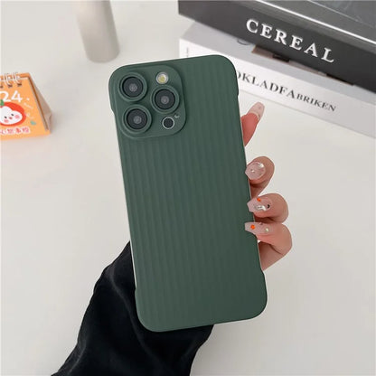 For iPhone 15 Pro Max Case Corrugated Texture Hard PC Frameless Rubberized Phone Cover
