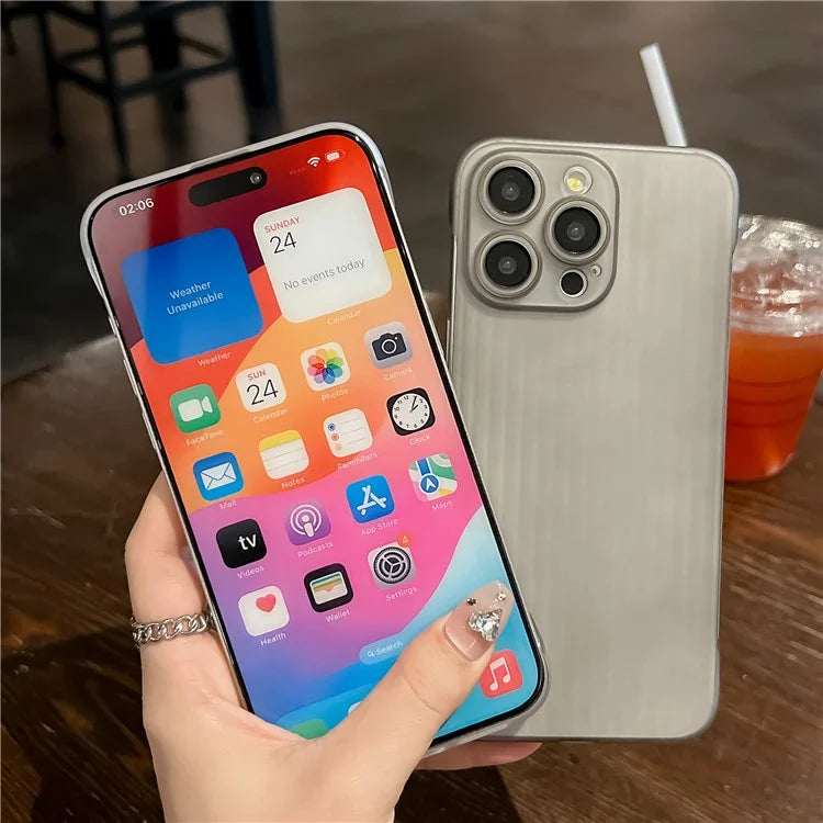 For iPhone 15 Pro Case Frameless PC Phone Protective Cover Rubberized Cell Phone Shell