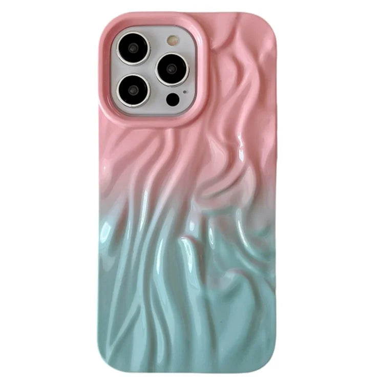 For iPhone 15 Pro Max Case Pleat Design Color Splicing TPU Phone Cover