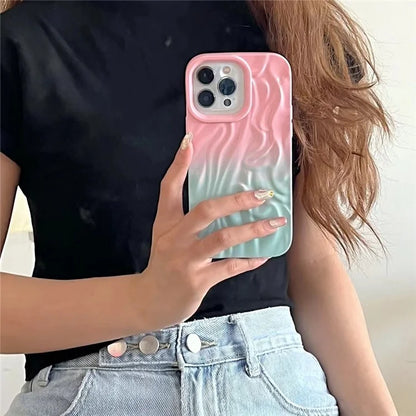 For iPhone 15 Pro Max Case Pleat Design Color Splicing TPU Phone Cover