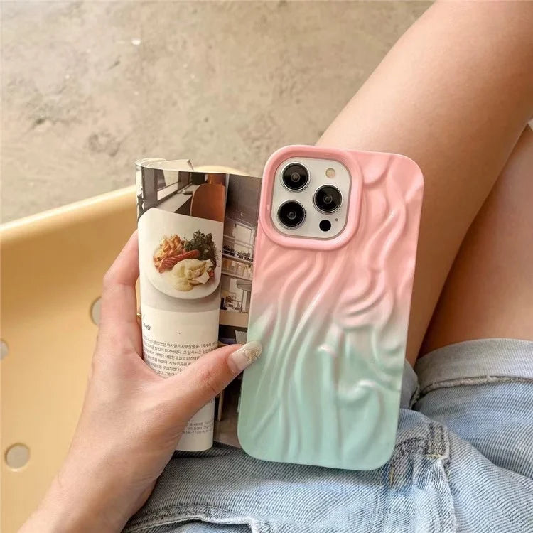For iPhone 15 Pro Max Case Pleat Design Color Splicing TPU Phone Cover