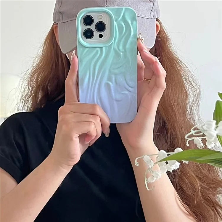 For iPhone 15 Pro Max Case Pleat Design Color Splicing TPU Phone Cover