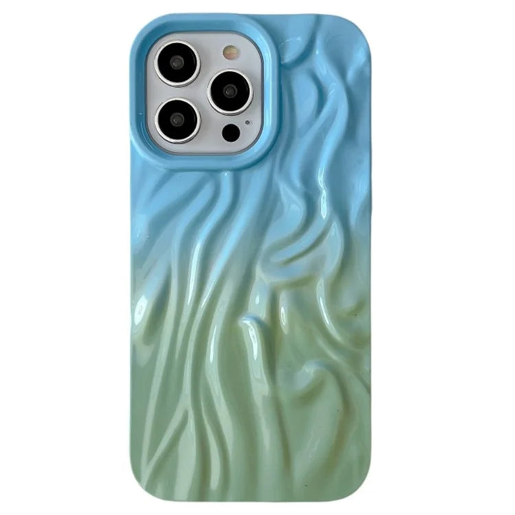For iPhone 15 Pro Max Case Pleat Design Color Splicing TPU Phone Cover