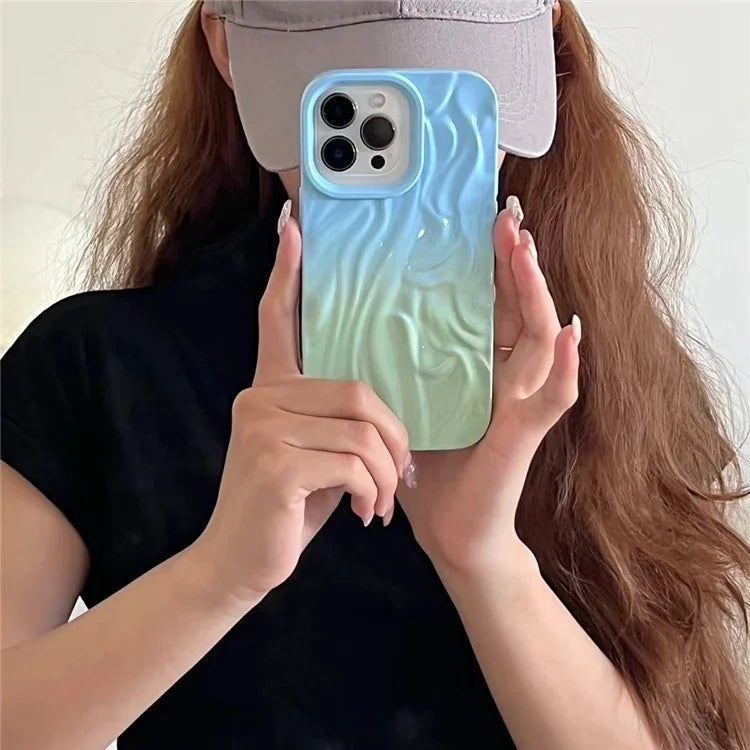For iPhone 15 Pro Max Case Pleat Design Color Splicing TPU Phone Cover
