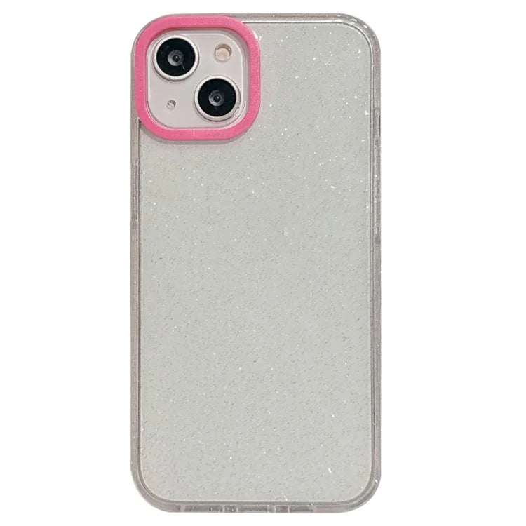 For iPhone 13 Case Clear Glitter Soft TPU Shockproof Phone Cover with Colorful Lens Frame