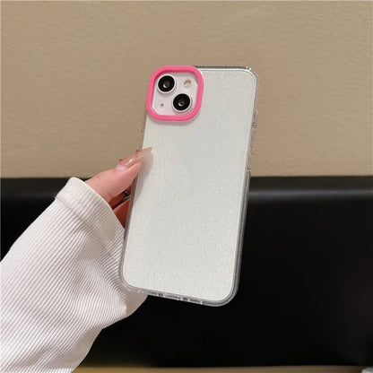 For iPhone 13 Case Clear Glitter Soft TPU Shockproof Phone Cover with Colorful Lens Frame