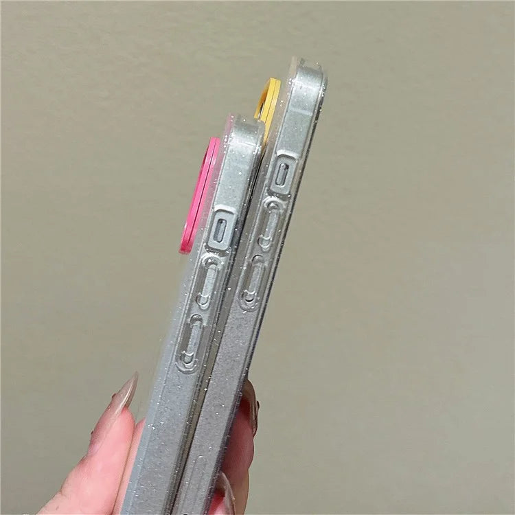 For iPhone 13 Case Clear Glitter Soft TPU Shockproof Phone Cover with Colorful Lens Frame