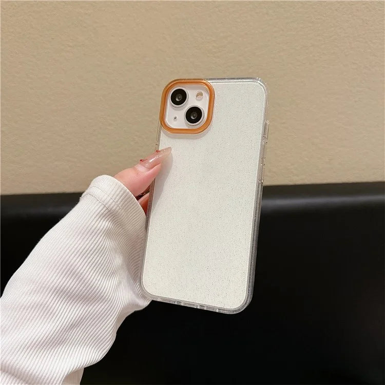 For iPhone 13 Case Clear Glitter Soft TPU Shockproof Phone Cover with Colorful Lens Frame