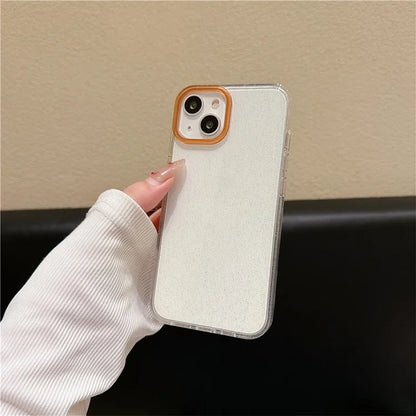 For iPhone 13 Case Clear Glitter Soft TPU Shockproof Phone Cover with Colorful Lens Frame