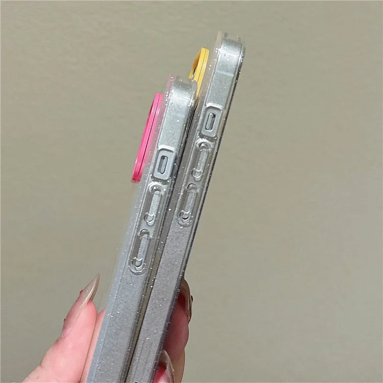 For iPhone 13 Case Clear Glitter Soft TPU Shockproof Phone Cover with Colorful Lens Frame