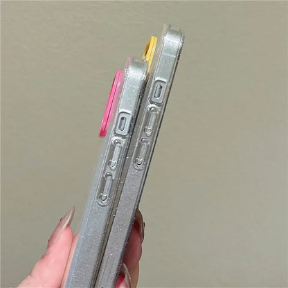 For iPhone 13 Case Clear Glitter Soft TPU Shockproof Phone Cover with Colorful Lens Frame