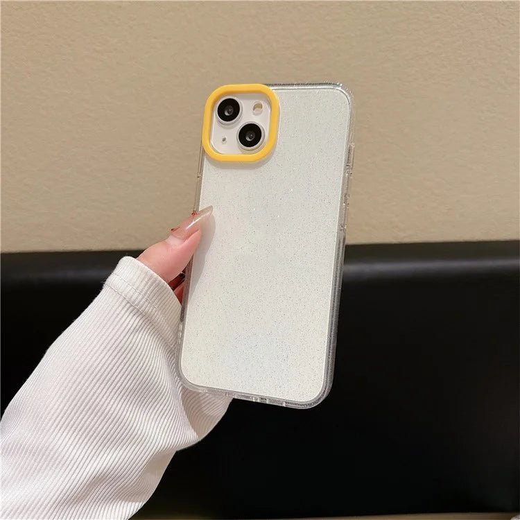 For iPhone 13 Case Clear Glitter Soft TPU Shockproof Phone Cover with Colorful Lens Frame
