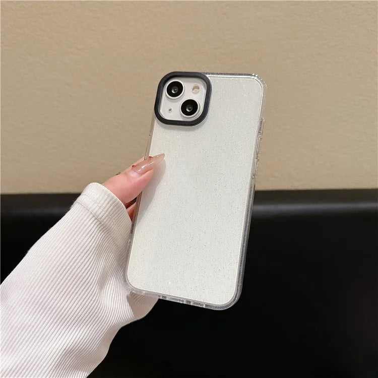 For iPhone 13 Case Clear Glitter Soft TPU Shockproof Phone Cover with Colorful Lens Frame
