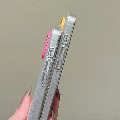 For iPhone 13 Case Clear Glitter Soft TPU Shockproof Phone Cover with Colorful Lens Frame