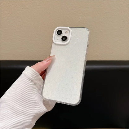 For iPhone 13 Case Clear Glitter Soft TPU Shockproof Phone Cover with Colorful Lens Frame