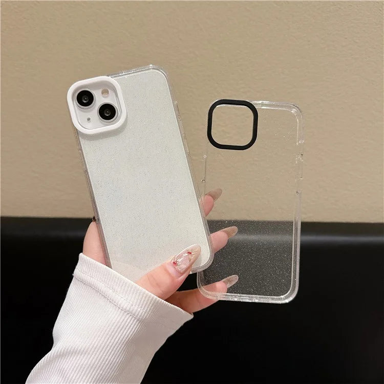 For iPhone 13 Case Clear Glitter Soft TPU Shockproof Phone Cover with Colorful Lens Frame