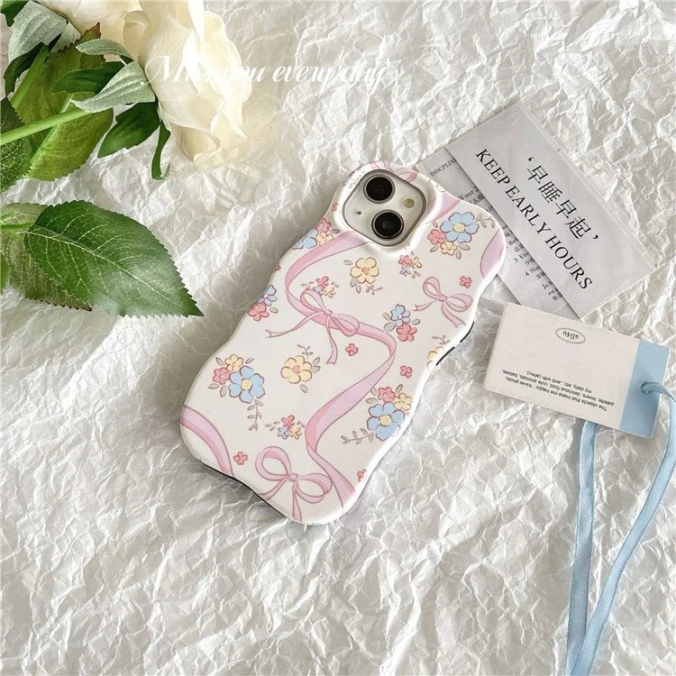For iPhone 15 Flower Pattern Back Cover Acrylic+TPU Detachable Phone Case