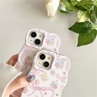 For iPhone 15 Flower Pattern Back Cover Acrylic+TPU Detachable Phone Case