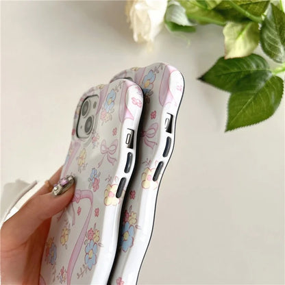 For iPhone 15 Flower Pattern Back Cover Acrylic+TPU Detachable Phone Case