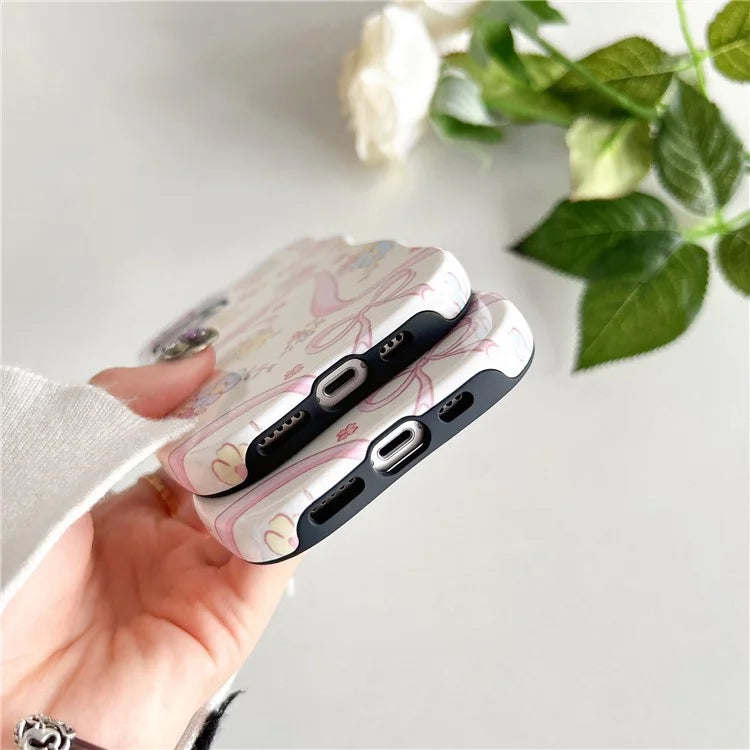 For iPhone 15 Flower Pattern Back Cover Acrylic+TPU Detachable Phone Case