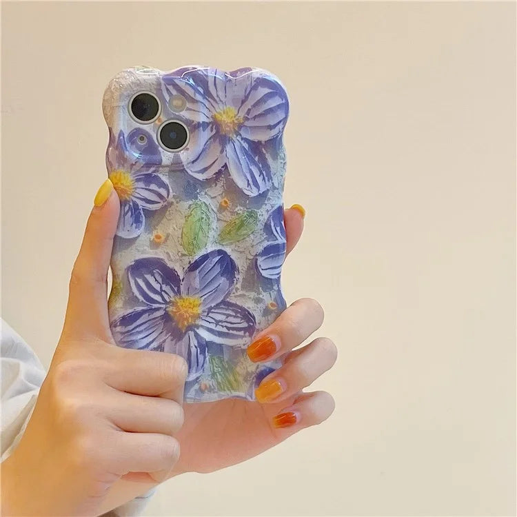 For iPhone 15 Case Liquid Silicone Phone Shell Water Transfer Printing Cell Phone Protective Cover