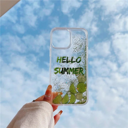 For iPhone 14 Pro Case Lemon Pattern Summer Quicksand Clear TPU Phone Cover