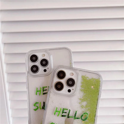 For iPhone 14 Pro Case Lemon Pattern Summer Quicksand Clear TPU Phone Cover