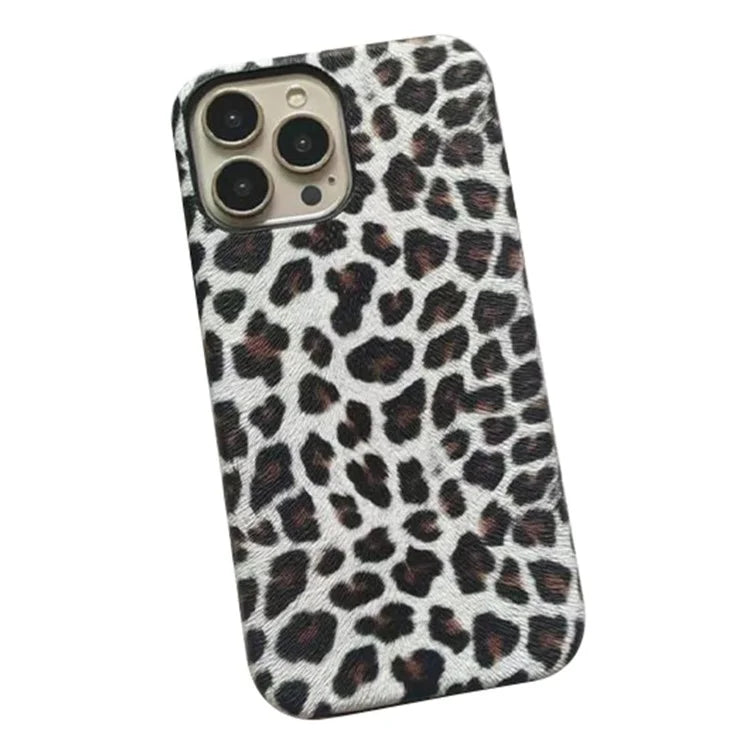 For iPhone 14 Pro Max Leopard Texture Phone Case PC+PU Leather Phone Shell (Not Complete Covering)