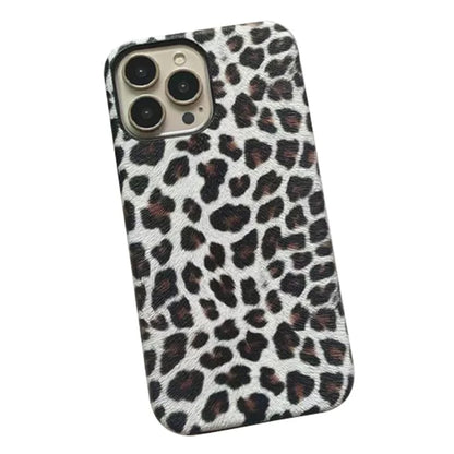 For iPhone 14 Pro Max Leopard Texture Phone Case PC+PU Leather Phone Shell (Not Complete Covering)