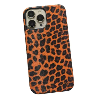For iPhone 14 Pro Max Leopard Texture Phone Case PC+PU Leather Phone Shell (Not Complete Covering)