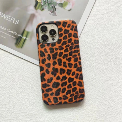 For iPhone 14 Pro Max Leopard Texture Phone Case PC+PU Leather Phone Shell (Not Complete Covering)