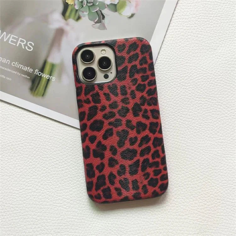 For iPhone 14 Pro Max Leopard Texture Phone Case PC+PU Leather Phone Shell (Not Complete Covering)