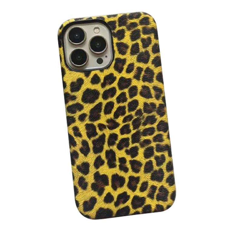 For iPhone 14 Pro Max Leopard Texture Phone Case PC+PU Leather Phone Shell (Not Complete Covering)