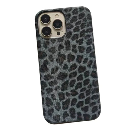 For iPhone 14 Pro Max Leopard Texture Phone Case PC+PU Leather Phone Shell (Not Complete Covering)