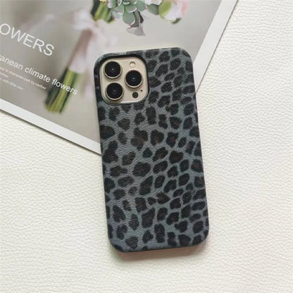 For iPhone 14 Pro Max Leopard Texture Phone Case PC+PU Leather Phone Shell (Not Complete Covering)