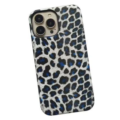 For iPhone 14 Pro Max Leopard Texture Phone Case PC+PU Leather Phone Shell (Not Complete Covering)