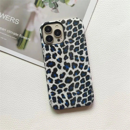 For iPhone 14 Pro Max Leopard Texture Phone Case PC+PU Leather Phone Shell (Not Complete Covering)