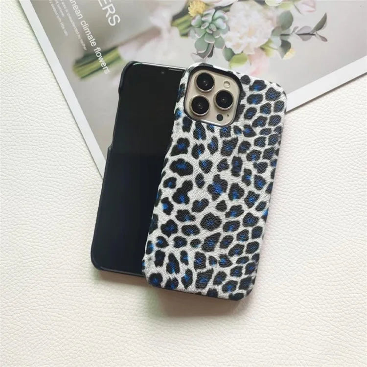 For iPhone 14 Pro Max Leopard Texture Phone Case PC+PU Leather Phone Shell (Not Complete Covering)