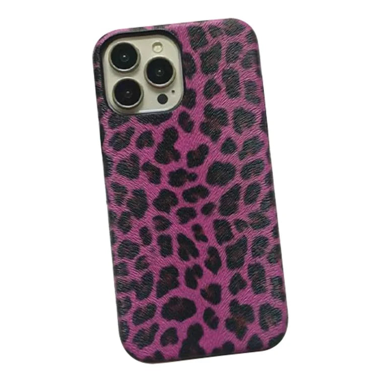 For iPhone 14 Pro Max Leopard Texture Phone Case PC+PU Leather Phone Shell (Not Complete Covering)