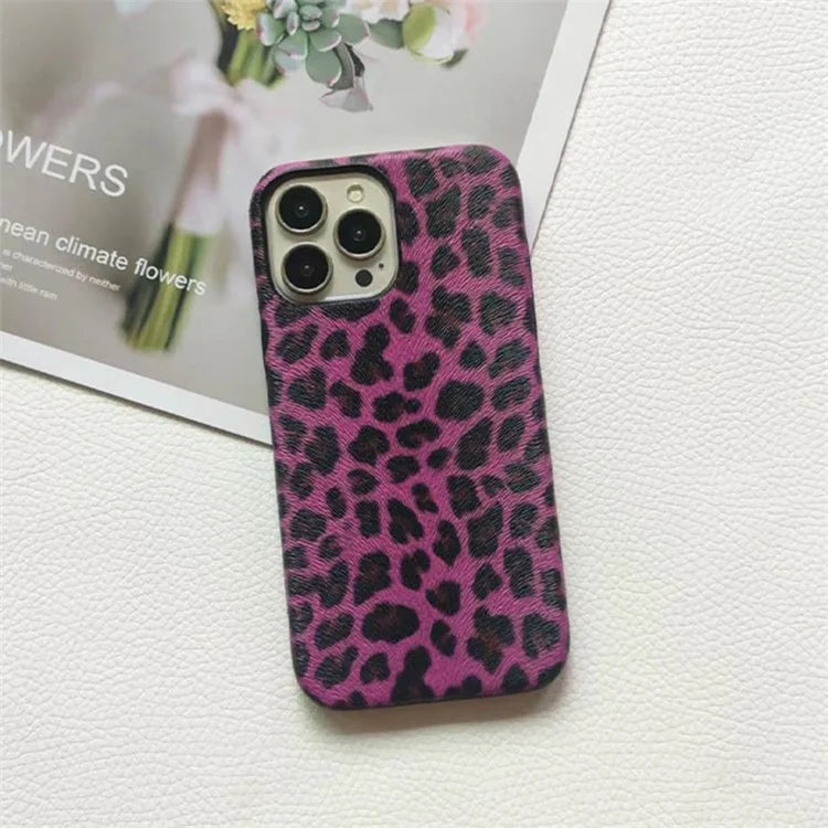 For iPhone 14 Pro Max Leopard Texture Phone Case PC+PU Leather Phone Shell (Not Complete Covering)