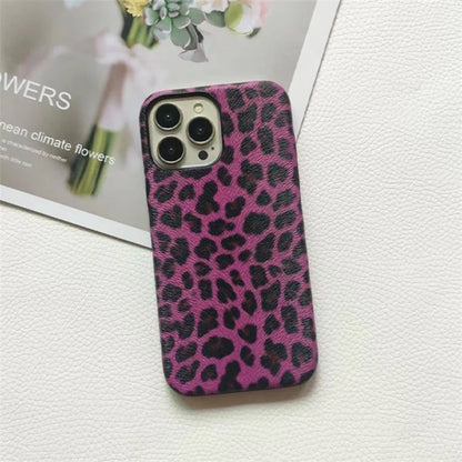 For iPhone 14 Pro Max Leopard Texture Phone Case PC+PU Leather Phone Shell (Not Complete Covering)