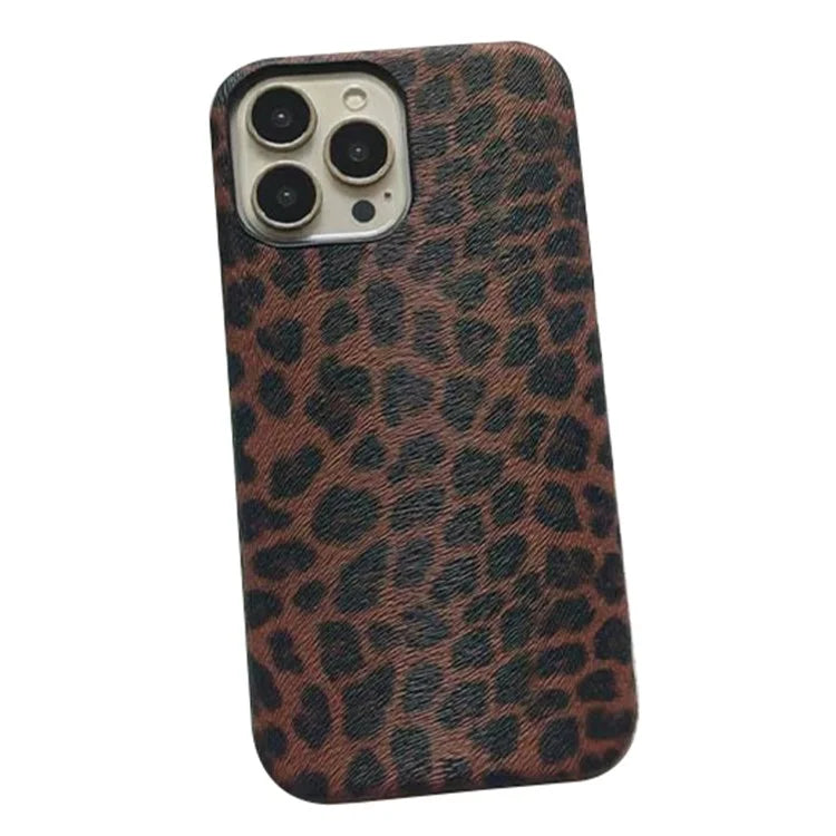 For iPhone 14 Pro Max Leopard Texture Phone Case PC+PU Leather Phone Shell (Not Complete Covering)