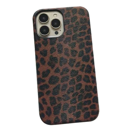 For iPhone 14 Pro Max Leopard Texture Phone Case PC+PU Leather Phone Shell (Not Complete Covering)