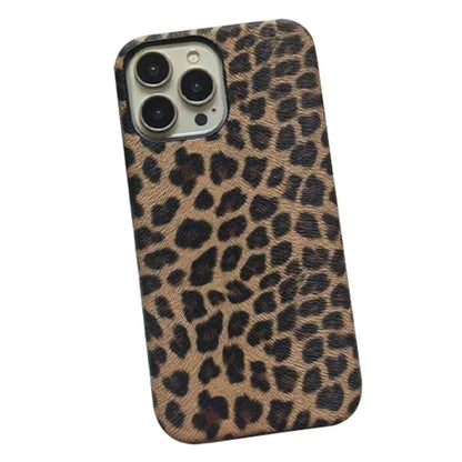 For iPhone 14 Pro Max Leopard Texture Phone Case PC+PU Leather Phone Shell (Not Complete Covering)