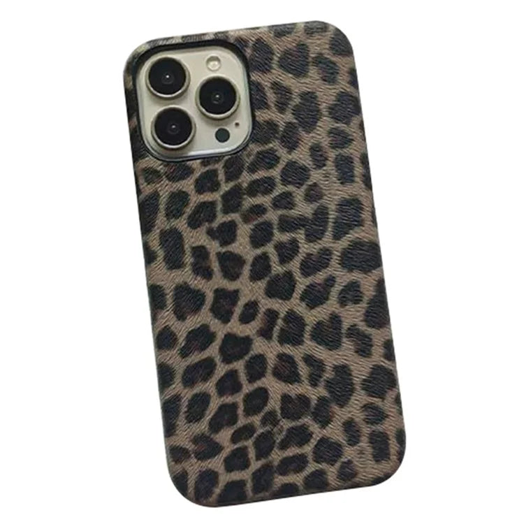 For iPhone 14 Pro Max Leopard Texture Phone Case PC+PU Leather Phone Shell (Not Complete Covering)
